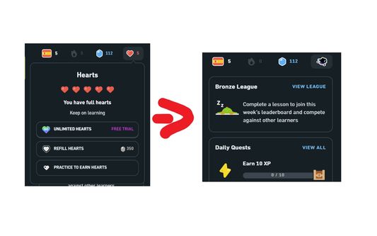 No Hearts to Duolingo Max