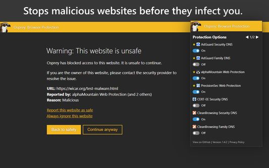 Stops malicious threats before they infect you.