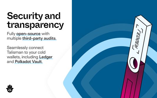 Security and transparency
Fully open-source with multiple third-party audits.
Seamlessly connect Talisman to your cold wallets, including Ledger and Polkadot Vault.