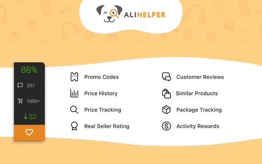 Main features: 
Promo Codes & Deals, Price History, Price Tracking, Real Seller Rating, Customer Reviews, Similar Products, Package Tracking, Activity Rewards