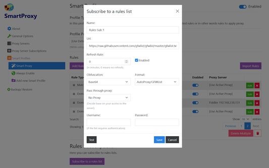 Manage subscription to rules
