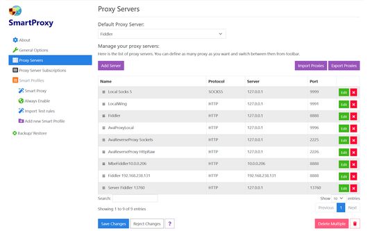 Manage proxy servers