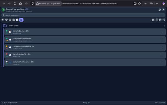 You can launch Bookmark Manager Zero into it's own tab/window