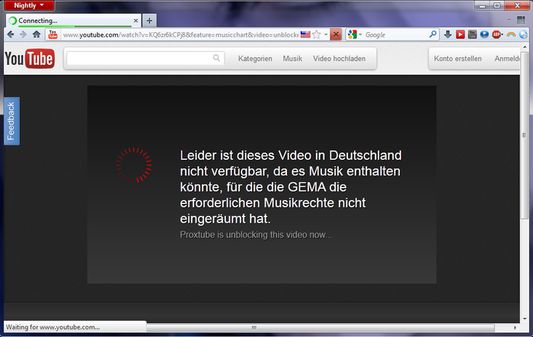 ProxTube unblocks a blocked video in just a few seconds.