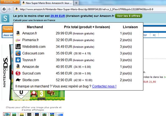 La comparaison de prix sur Amazon.fr
