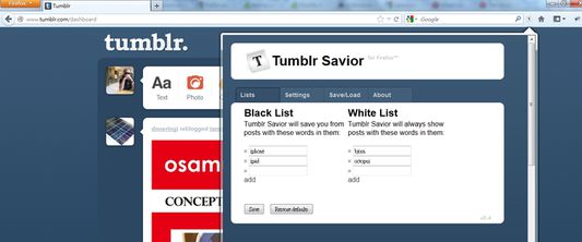 Easy access to your blacklist and whitelist.